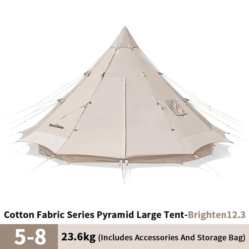 

Naturehike Brighten 12.3 Pyramid Cotton Tent Camping Teepee Tipi Tent for 5-8 Persons Family Gamping Outdoor Party Large Space