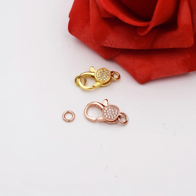 3 PCS lobster clasp 12x24mm 18k gold Filled CZ micro pave coin clasps Finding