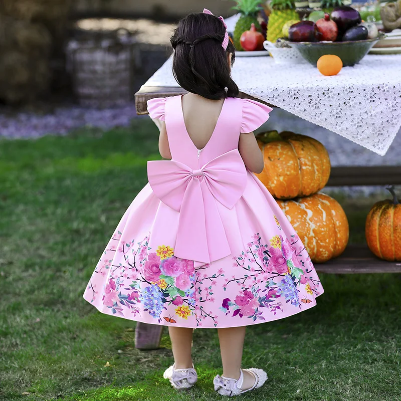 Flowers Costum For Girls Wedding Clothes 1 To 8Yrs Summer Princess Party Events Ball Gown Children Clothing Evening Frocks Dress
