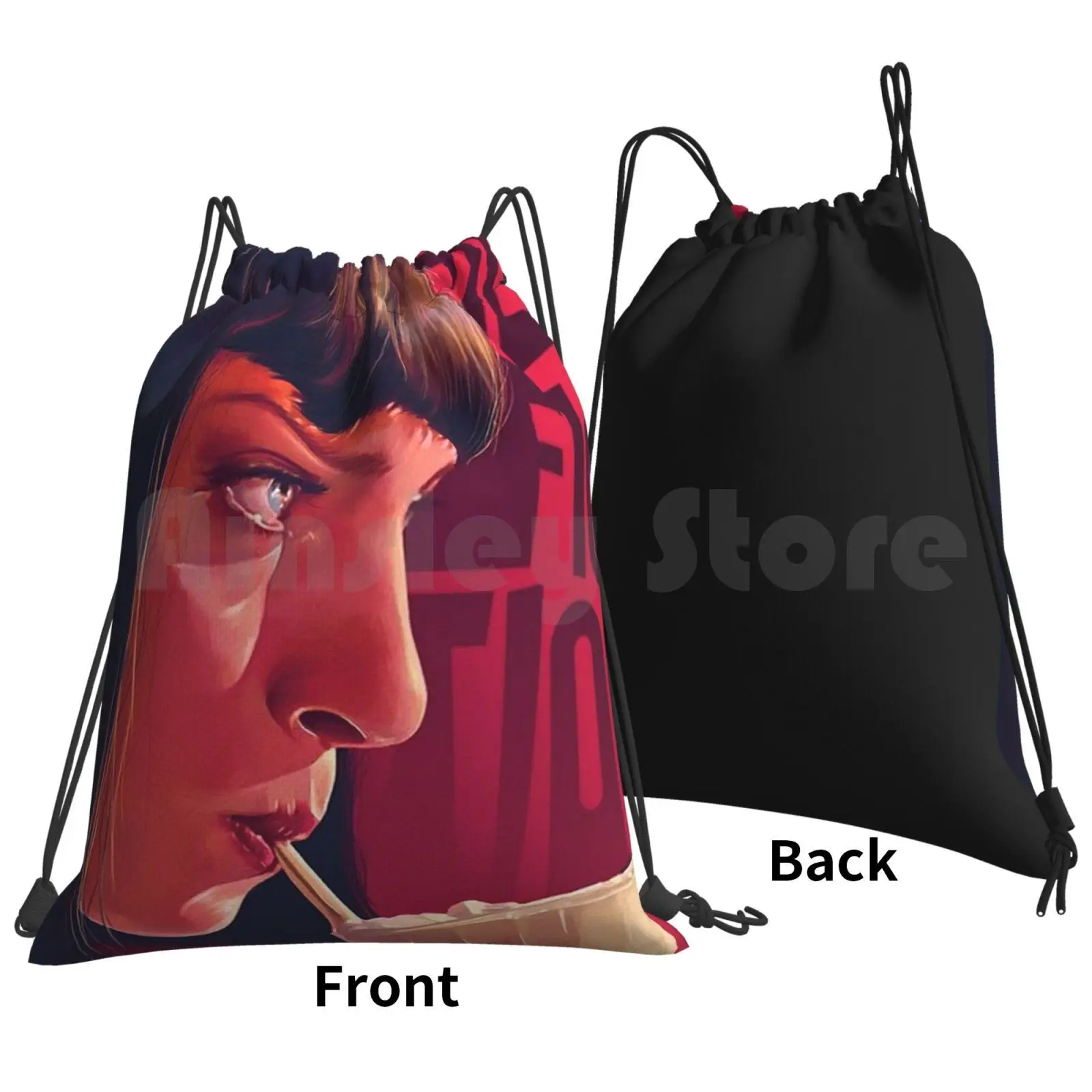 Mia Wallace Pulp Fiction Backpack Drawstring Bag Riding Climbing Gym Bag Pulp Fiction Pulp Fiction Uma Thurman Pulp Fiction