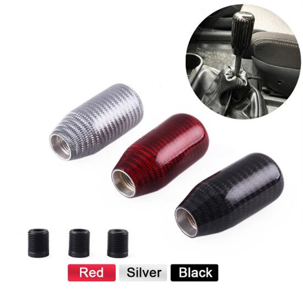 

Universal Car Genuine Carbon Fiber 5 6 Speed Manual Automatic Spherical Gear Shift Knob Fit For Honda Toyota Nissan Mitsubishi