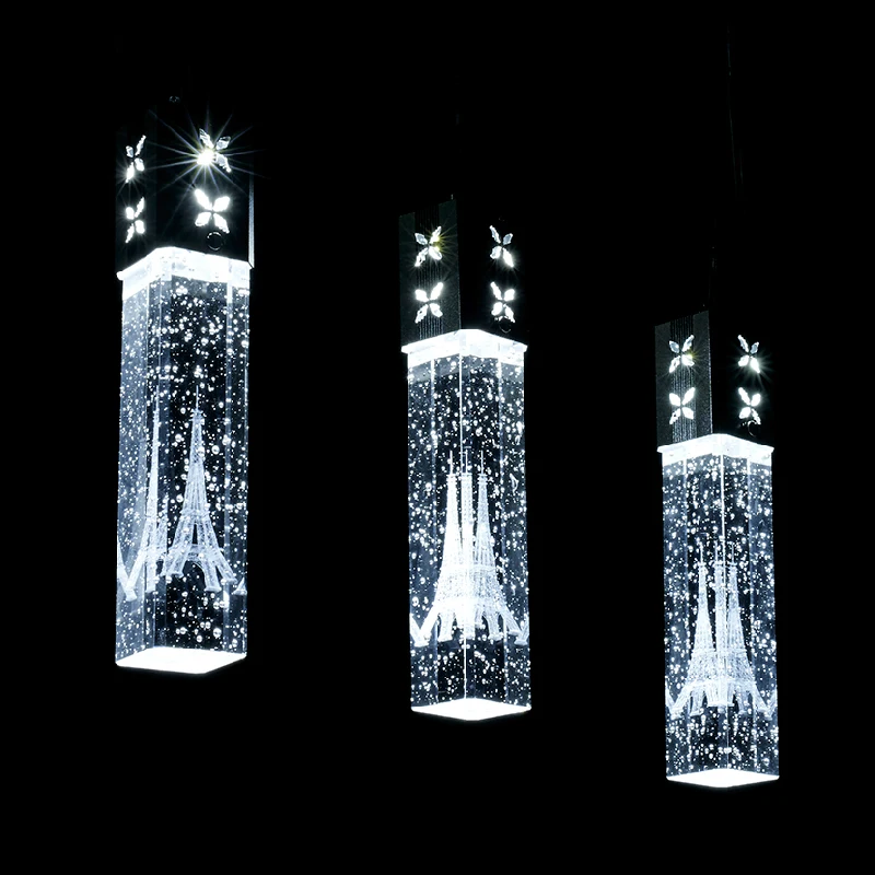 Energy Saver-Crystal Bubble Led Pendant Lamp Long Tube Pendant Light Kitchen Dining Room Shop Bar Decoration Cylinder Pipe Hang