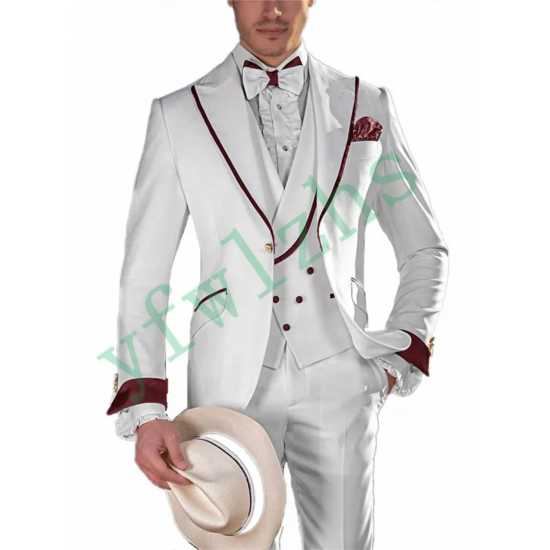 New Arrival One Button Groomsmen Peak Lapel Groom Tuxedos Men Suits Wedding/Prom Best Man Blazer ( Jacket+Pants+Vest+Tie) B07