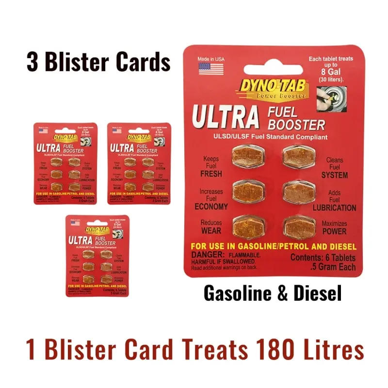 Dyno Tab Ultra Fuel Octane Booster Petrol and Diesel carbon and system cleaner dynotab fuel treatment economy Saver