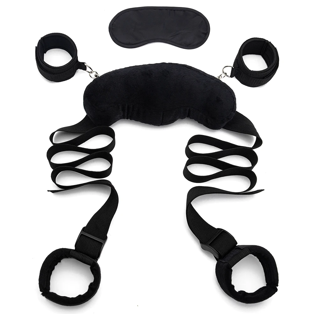 Fetish Bed Bondage Straps Set Love Posture Neck Collar Leg Cuffs Handcuffs Plush Sex Pillow BDSM Adult Game Couples Sex Toys image 2