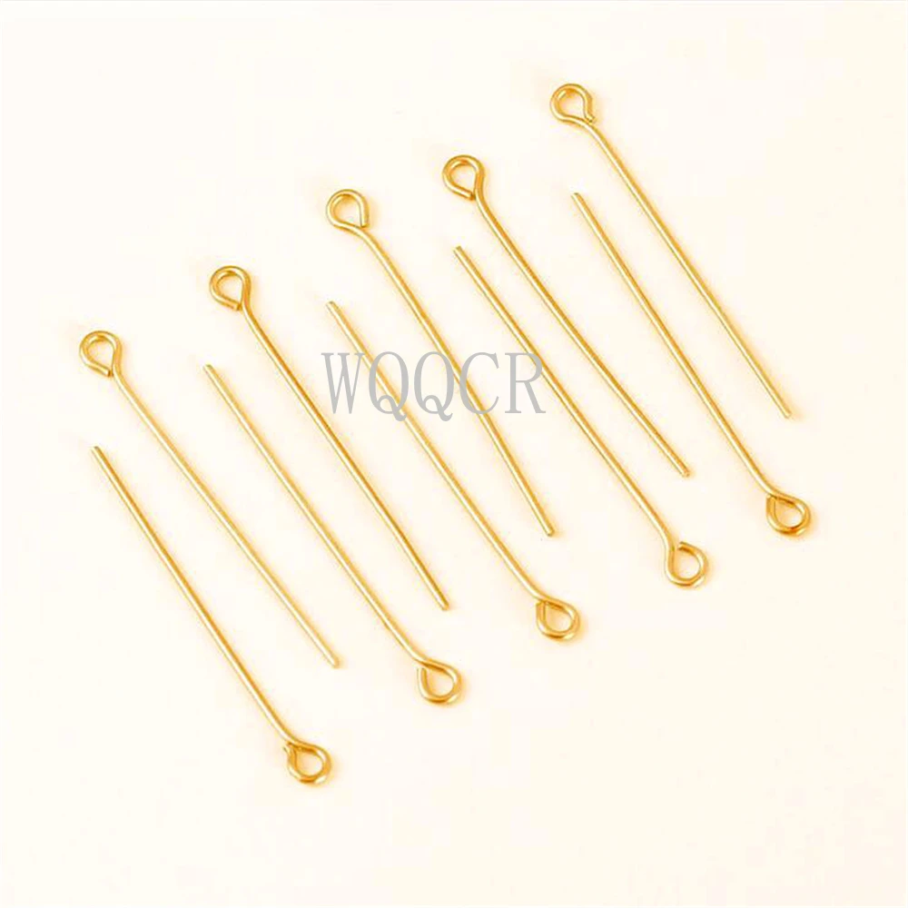 100pcs 18K gold 13size 12-70mm Eye Head Pin Needles Beads Supplies for Jewelry Making Accessories Earring Findings Diy