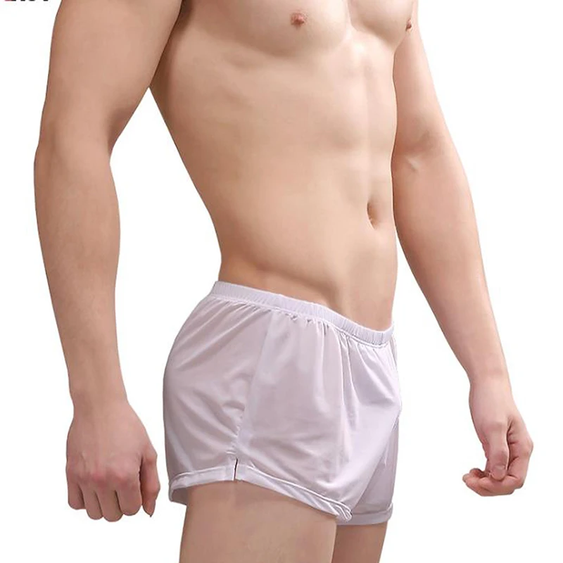 Hohe Elastische Sport Männer Unterwäsche Eis Seide Hot Atmungsaktive Boxer Hause Shorts Pfeil Lauf sexy Hosen