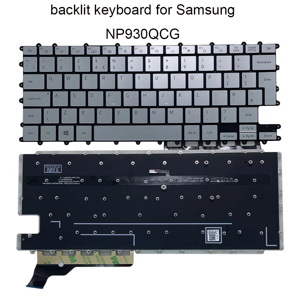 

UK GB backlight keyboard for Samsung NP930QCG K02CN NT930QCG 930QCG, Galaxy Book Flex Laptop keyboards BA59-04427B NSK-87ABN New