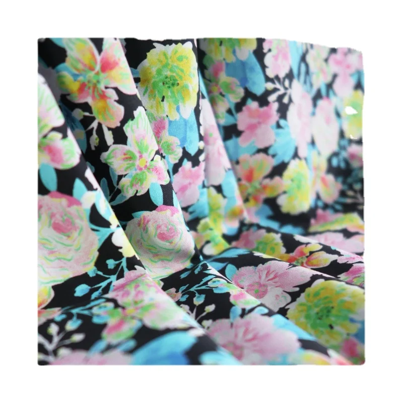 

Width 57" Retro High-Density Floral Printed Cotton Fabric By The Half Yard For Dress Shirt Children's Wear Material