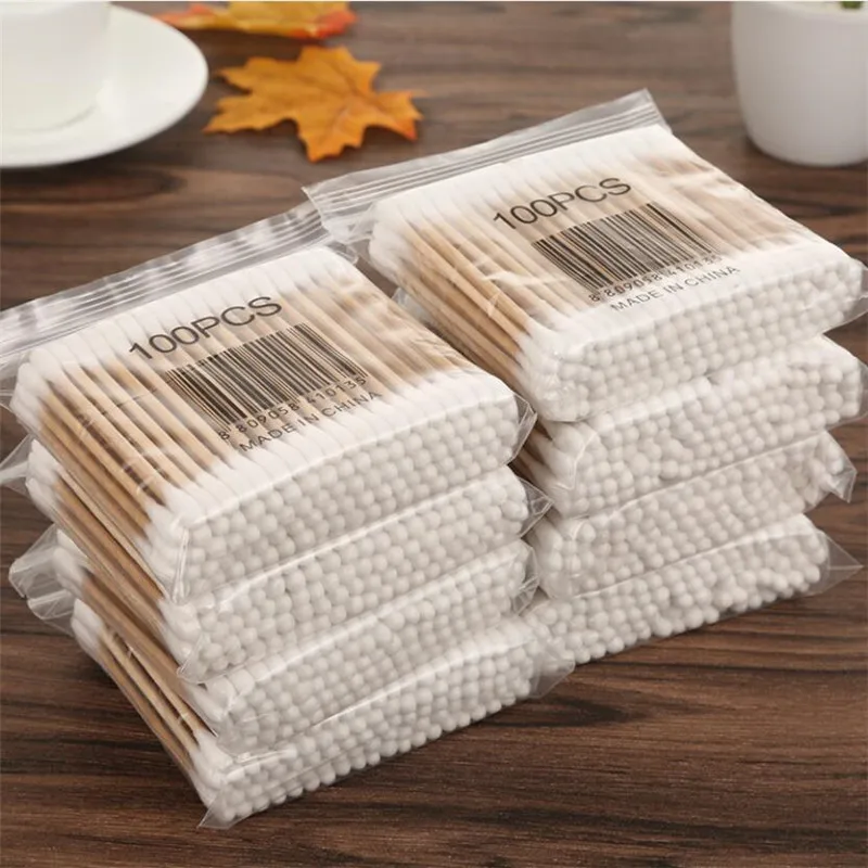 100/500pcs Double Head Cotton Swab Women Makeup Cotton Buds Tip For Wood Sticks Nose Ears Cleaning Health Care Tools