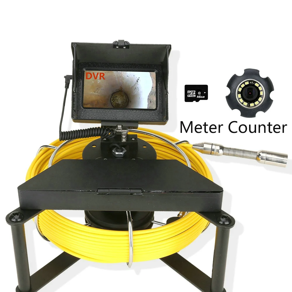 MAOTEWANG Sewer Pipe Inspection Camera with Meter Counter 16GB DVR Sewer Drain Industrial Endoscope IP68 5600MHA Battery 4.3inch