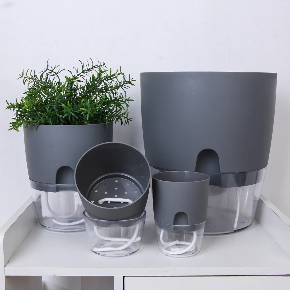 Watering Planter Handmade 2 Layer Self Watering Plant Flower Pot With Water Container Round Flowerpot Home Garden Decor