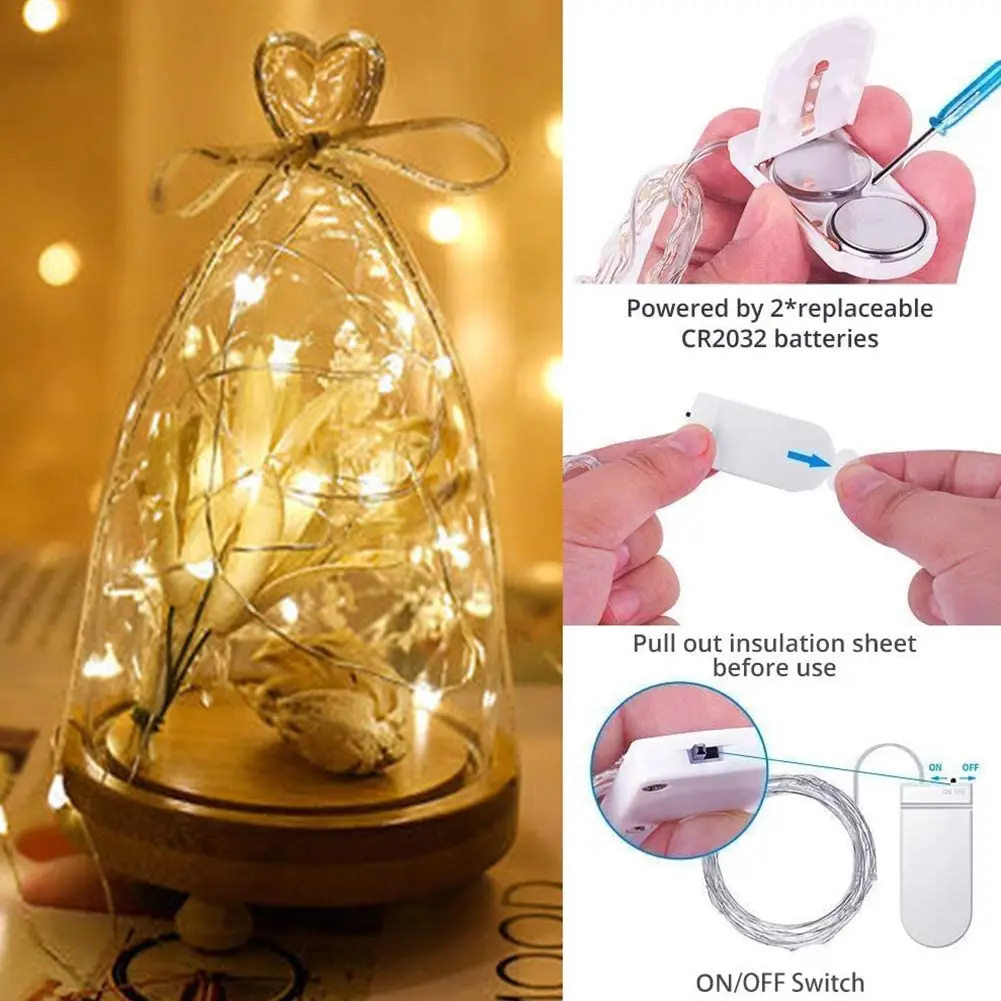 Led Holiday Garlands Copper Wire String Light CR2032 Battery 6PCS/Bag Decoration Indoor Bedroom Wedding Party Festival Christmas