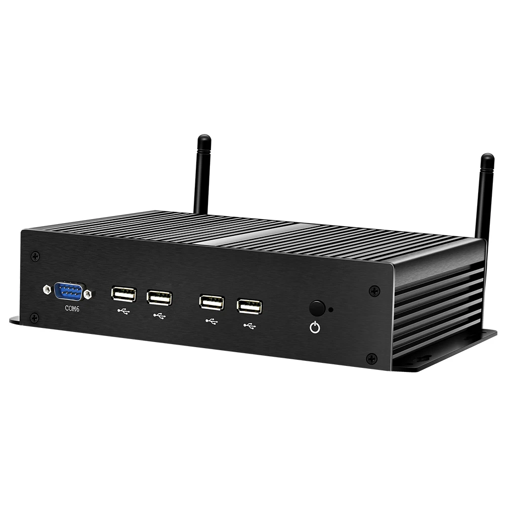 XCY-Mini PC industrial fanless, X26A, Intel Celeron 2955U, 2x Gbps, LAN, 6x COM, RS232, RS422, RS485, apoio 4G, LTE, WiFi, Windows, Linux