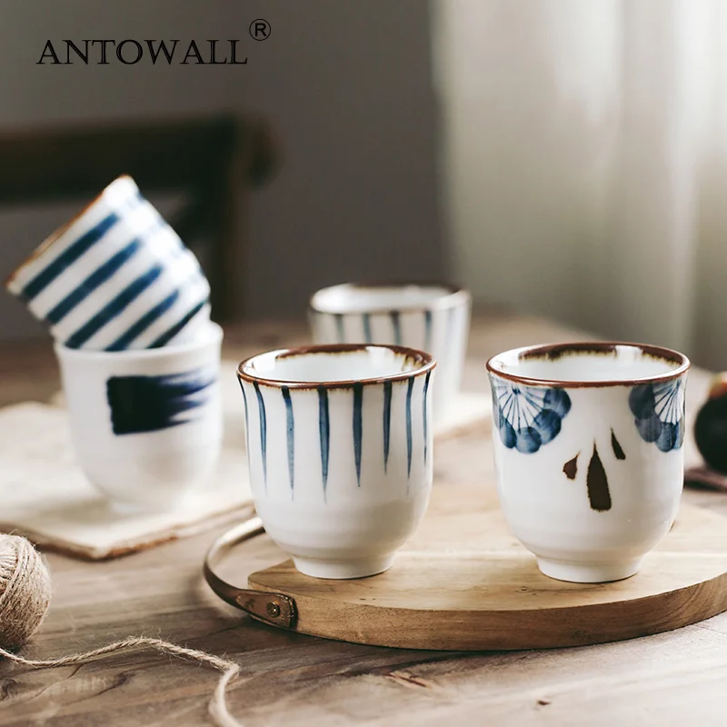 ANTOWALL Japanese Underglazed Teacups Commercial Japanese Cuisine Restaurant Cups Fresh Cups  Hand-painted 200ml Cups