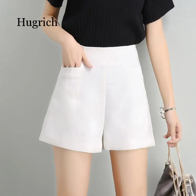 Up Waist Thin Shorts Trousers Summer Shorts for Women High Waist Solid Chiffon Short Harem Bottoms Female Zip