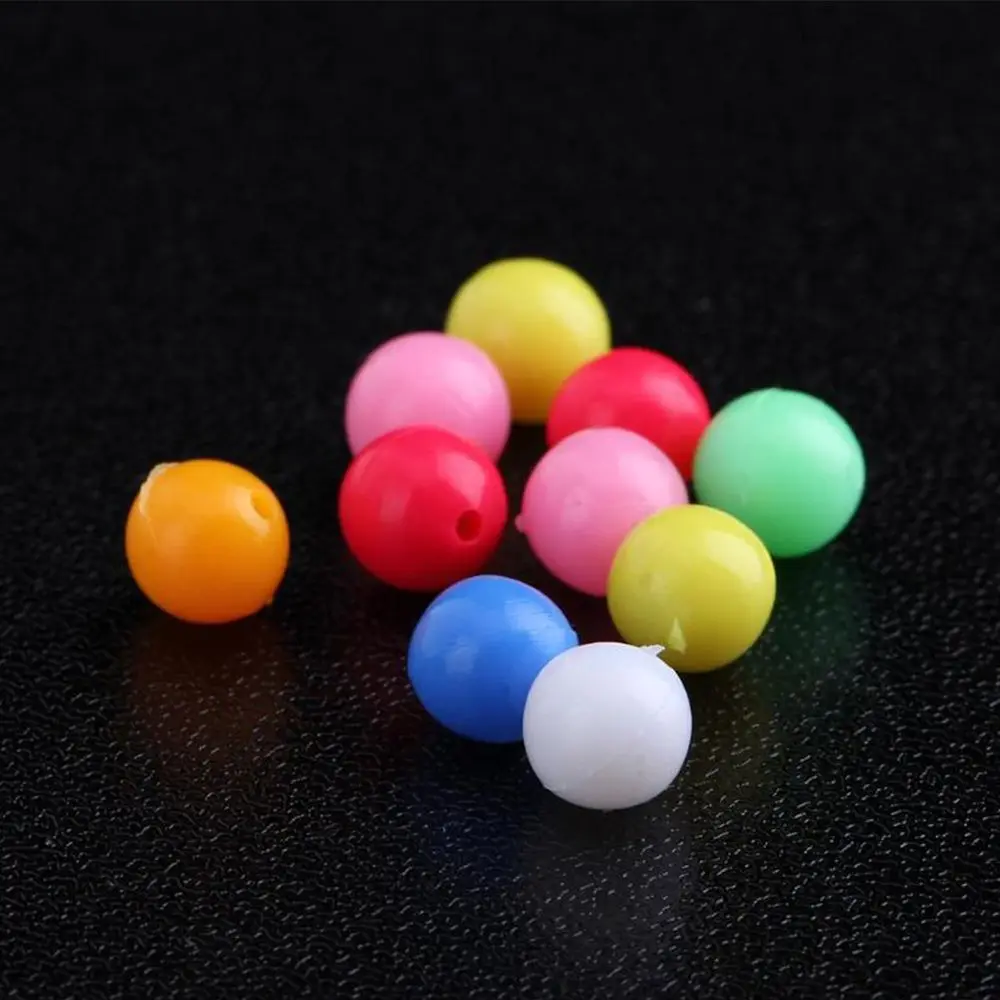100Pcs Mixed Color Fishing Cross Beads Double Pearl Floats Balls Round PE Plastic Drill Stoppers High Quality Fishing Accessory