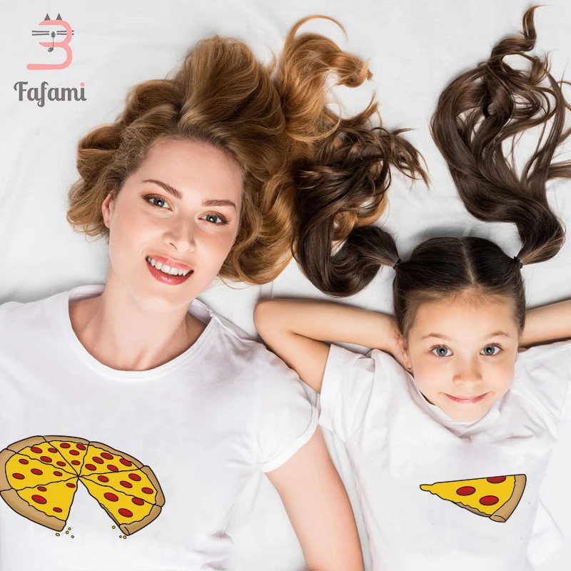 Family Matching Clothes Father Mother Daughter Son Pizza Print Toddler & Men's T-Shirt Matching Set Outfits Kid Babt Family Look