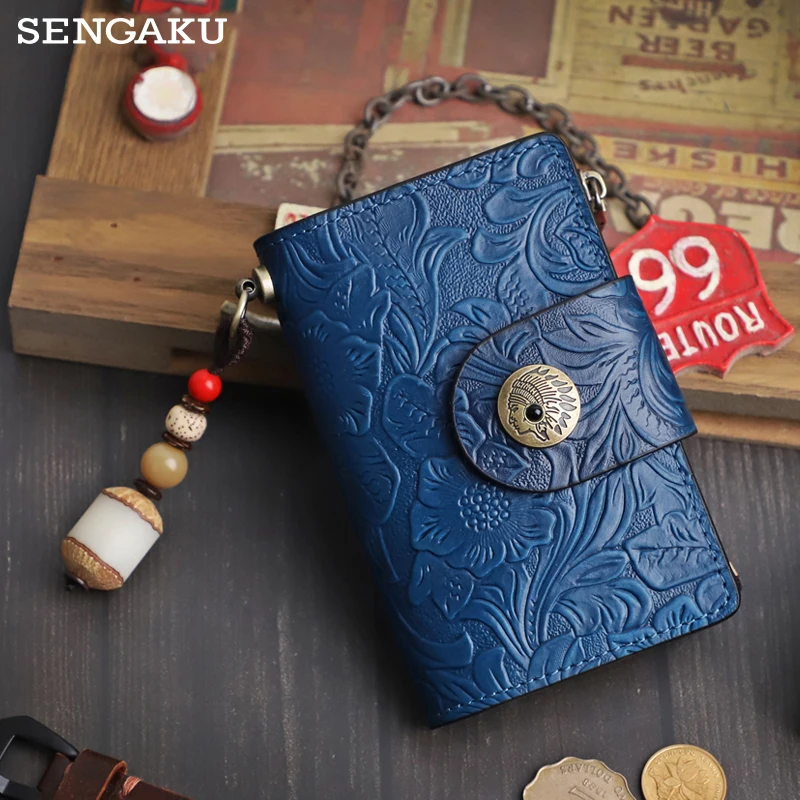 Handmade Genuine Leather Key Holder Bag Mini Coin Purse With Zipper Key Housekeeper Holder Case Card Slot Holder Bag