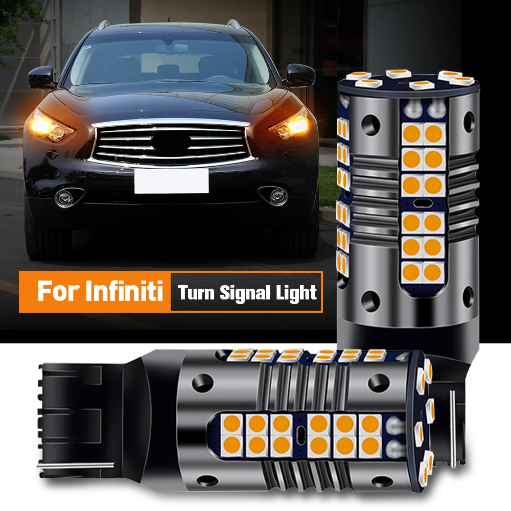 2pcs LED Turn Signal Light Blub Lamp WY21W T20 7440A Canbus For Infiniti FX37 FX45 FX50 G20 G25 G35 G37 M45 M35 M35H M37 M56