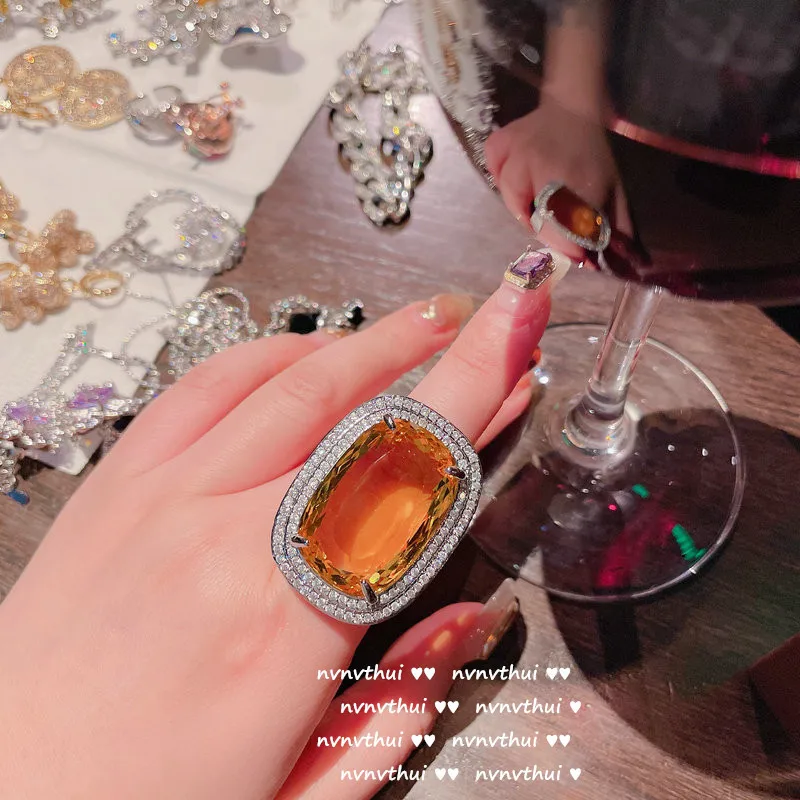 

2022 модные ювелирные изделия Женское кольцо большое циркониевое кольцо AAAAA Открытое кольцо серебряного цвета парные кольца Свадебные ювелирные изделия для невесты