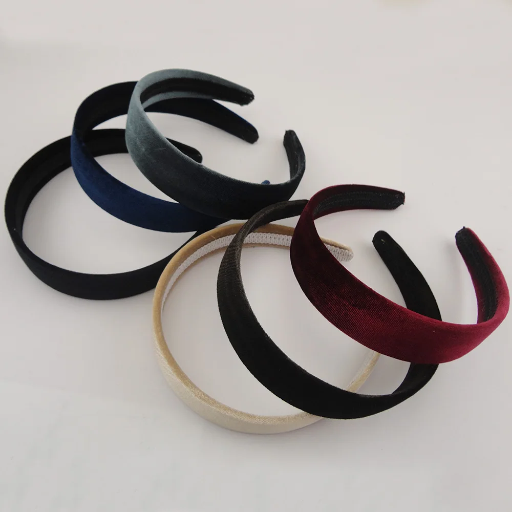 

5PCS 3cm Velvet Hair Headbands Women Hair Hoops Wide Fuzzy Covered Plastic Hairbands For Girls Hair Decoration