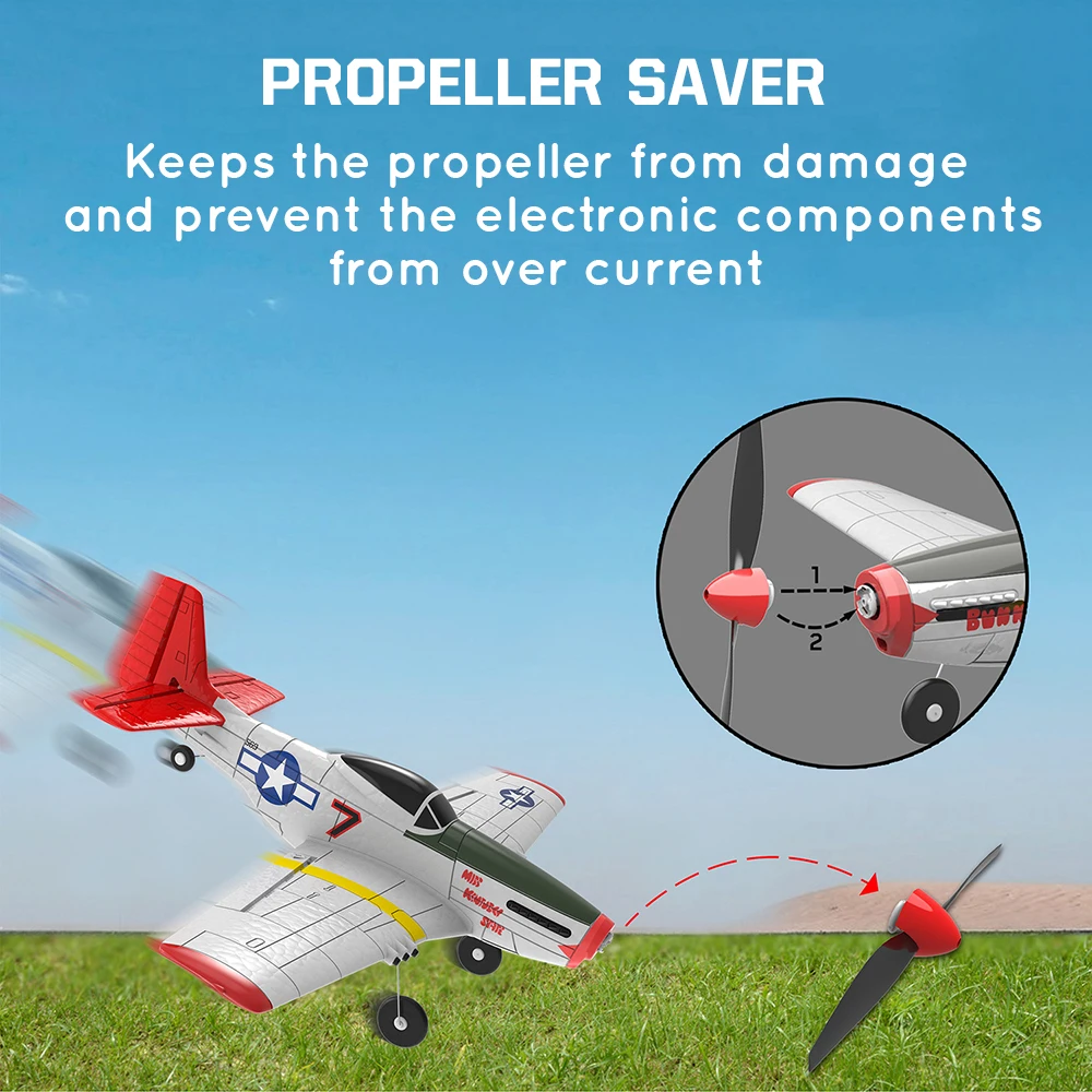 761-5 P51 Rc Plane Airplane Model 400Mm Wingspan 2.4G 6 Axis Gyroscope Fixed Wing Rtf Glider Epp Foam Aircraft 14Mins Drone Toy