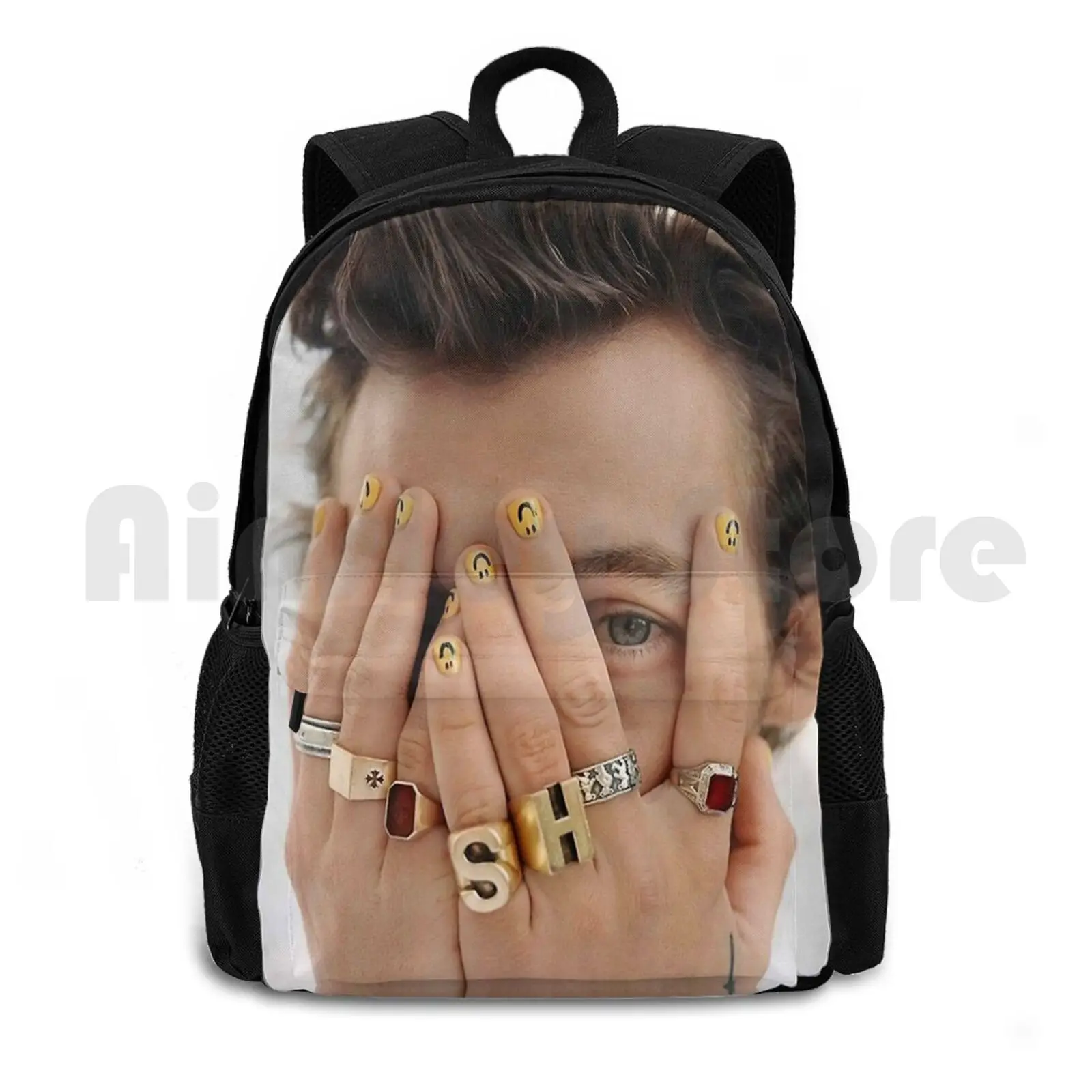 Style Eye Outdoor Hiking Backpack Waterproof Camping Travel Pop Music Album Cover Harry Vintage Ring Eye