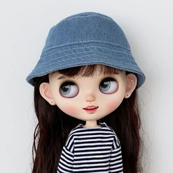 1Pcs Summer Fashion Bucket Hat Denim Beret Fisherman Caps for Blythe doll Pullip Licca, Azone 1/6 dolls Accessories