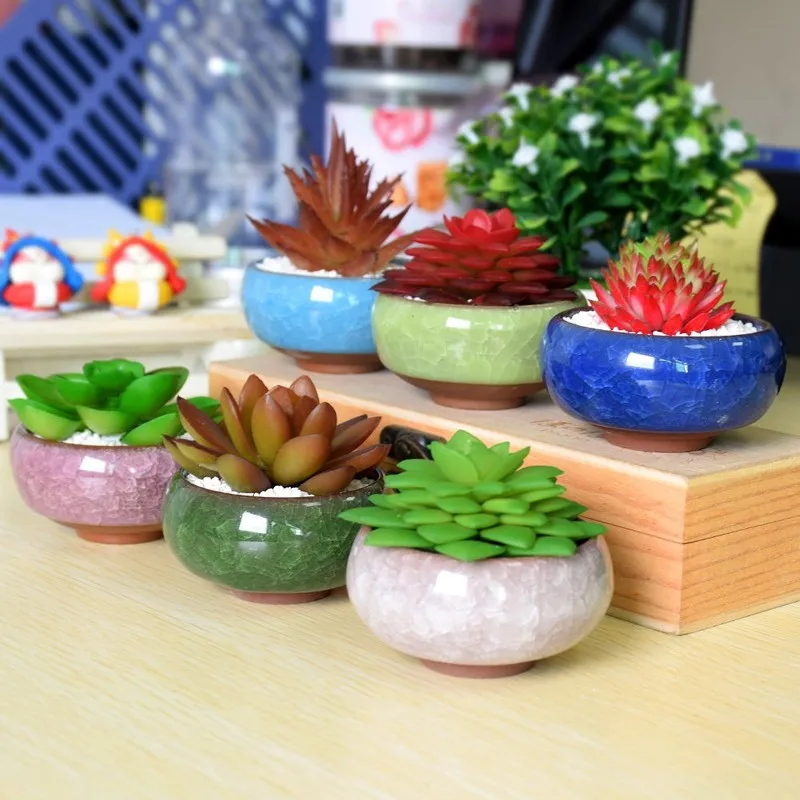 Ice-Crack Glaze Flower Ceramic Succulent Flower Plant Mini Pot Succulent Planter Flowerpot Home Office Desktop Decoration pots