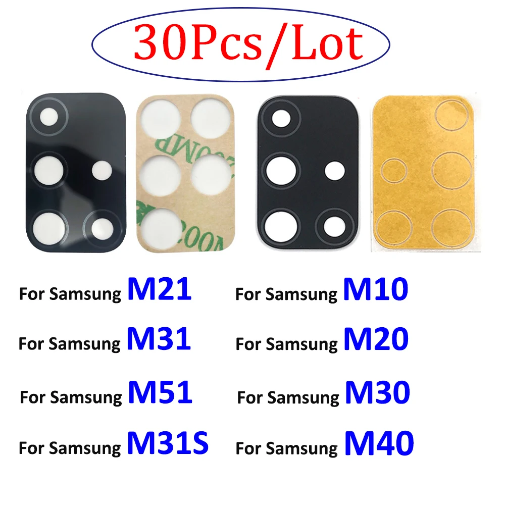 

30Pcs，NEW Glass Lens For Samsung M51 M21 M31S M10 M20 M30 M40 M14 M54 M53 Rear Back Camera glass Lens with Glue Replacement