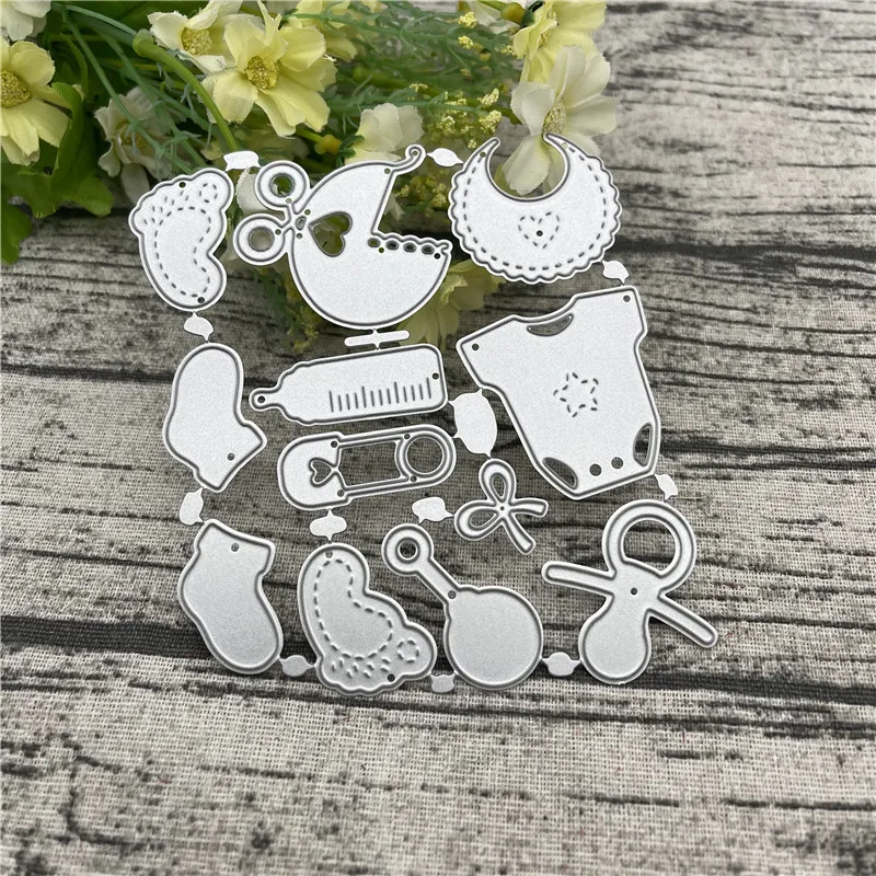 12Pcs/ Set Cute Baby Suit Metal Cutting Dies Stencils DIY Scrapbooking Decorative Gift Cards Making Scrapbooking Craft New Dies