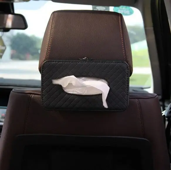 Universal Car Black Tissues Armrest Leather Tissue Box Holder Creative Removable Paper Napkin Box Organizer For Car