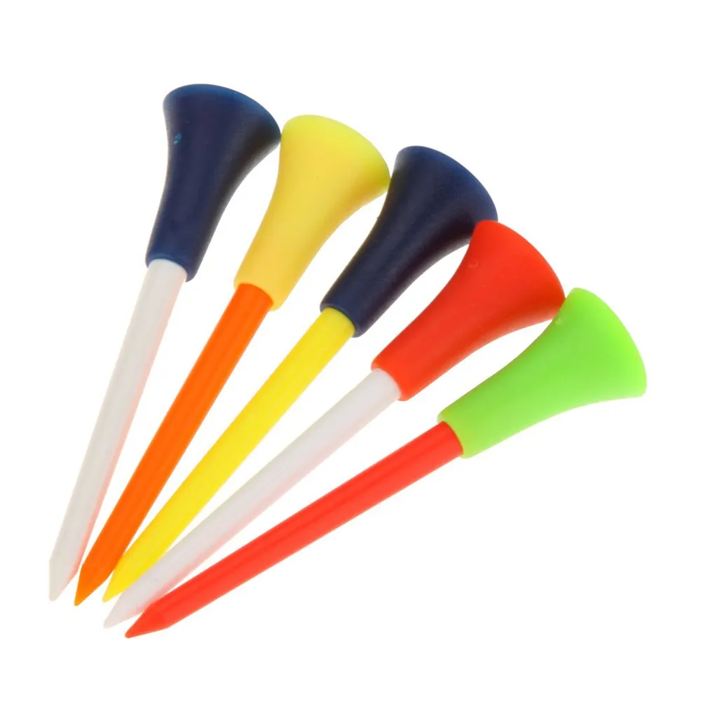 100 stücke Golf Tees Mischen Farben 83mm Kunststoff Durable Gummi Kissen Top Golf Ball Halter Golf Zubehör