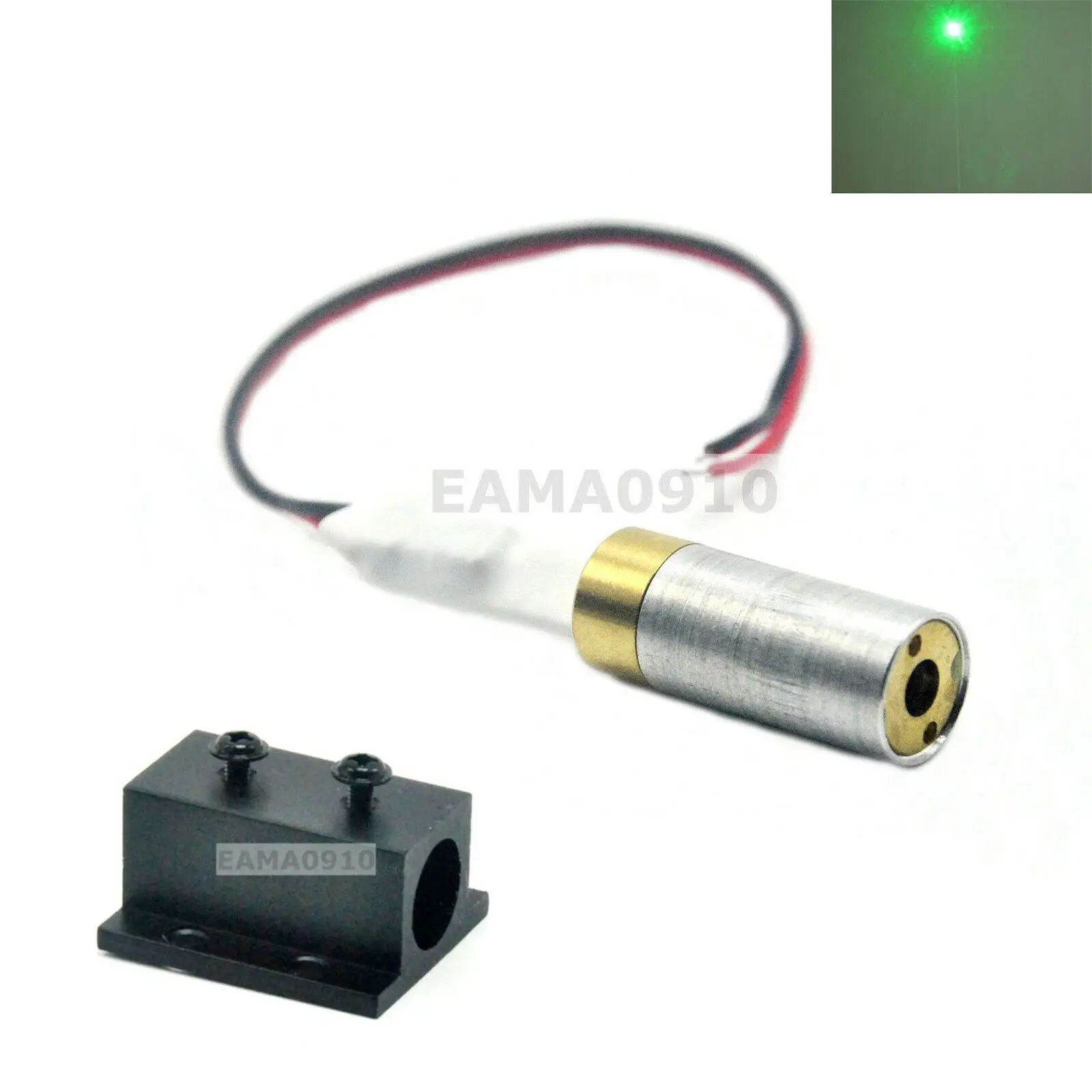 Laser vert industriel/laboratoire 5VDC 532nm, Module Diode Laser à points 10mW avec support 12mm