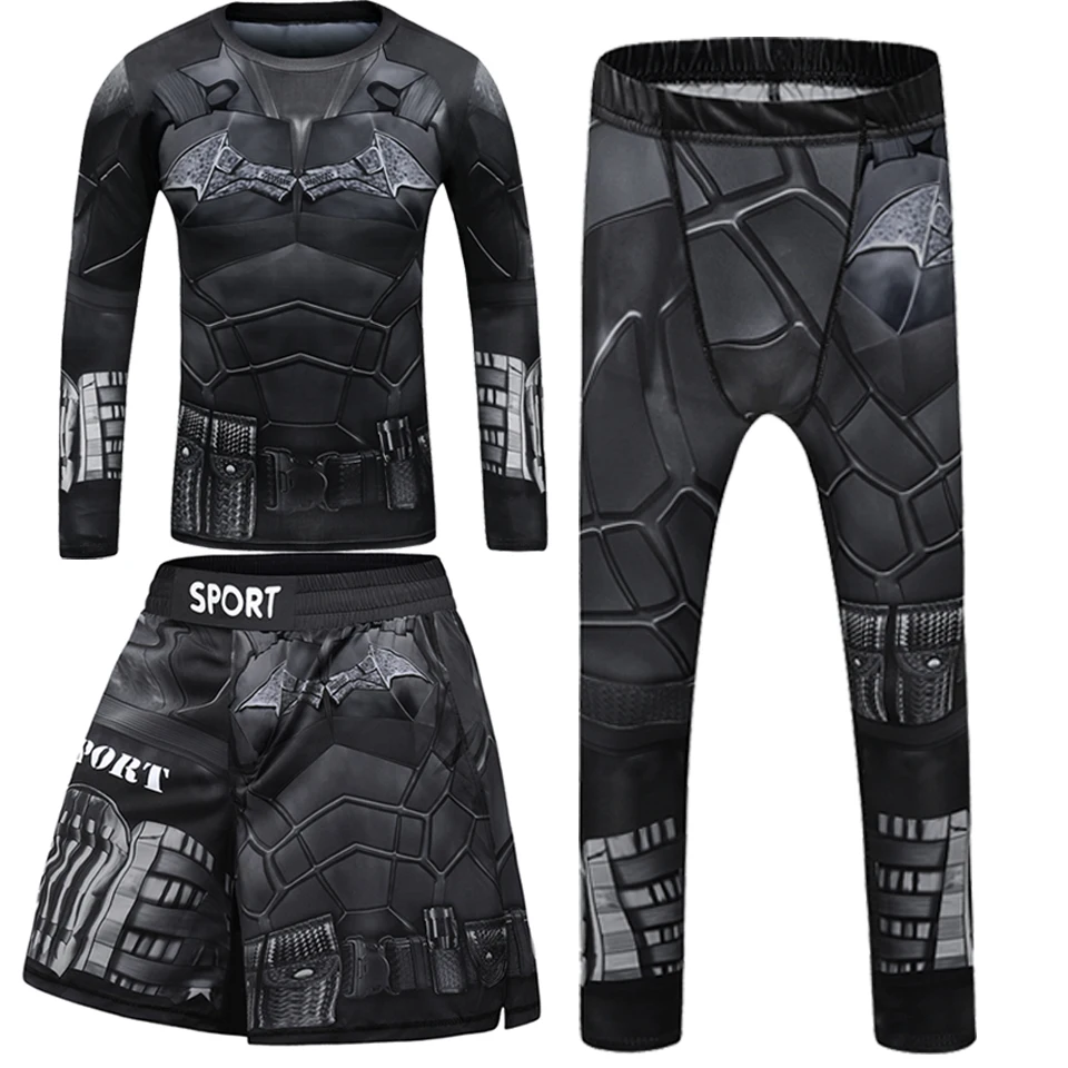 Kid Rashguard Jiu Jitsu T-shirt +Pant MMA Muay Thai Shorts 4pcs/set Boxe Bjj kickboxing Mma Clothing Children Fitness Sportwear