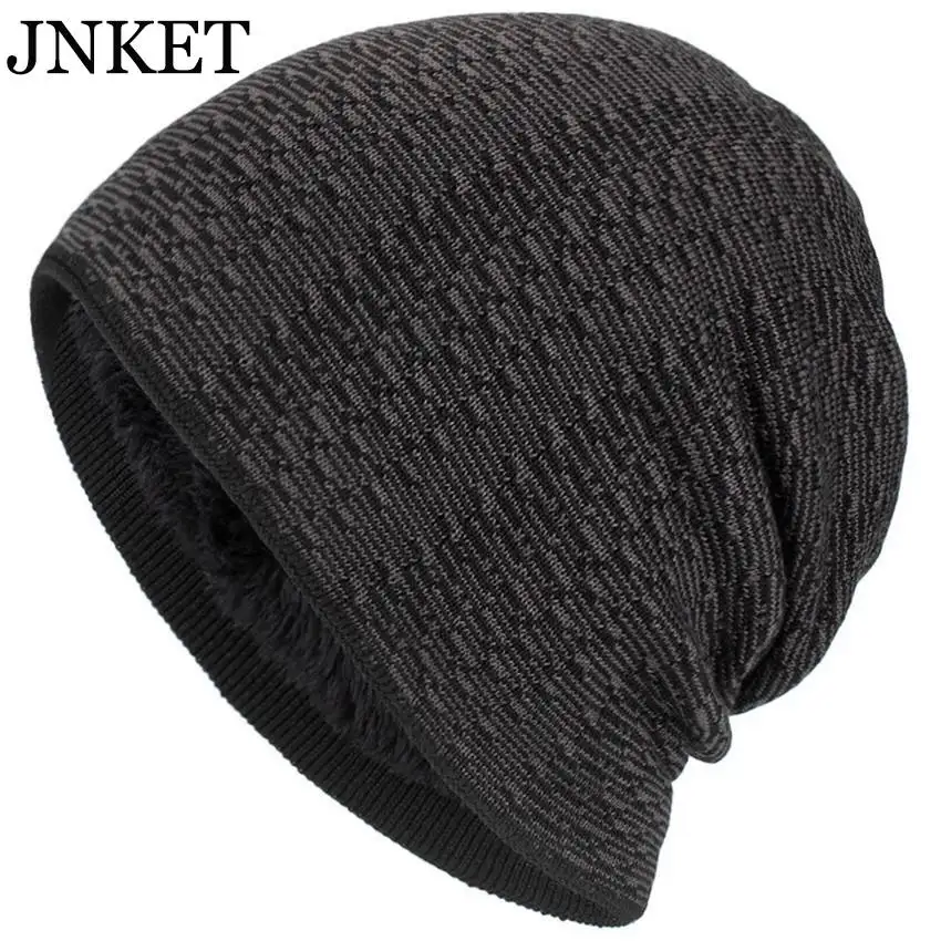 JNKET Fashion Winter Men Warm Knitted Hat Baggy Beanie Casual Outdoor Sports Ski Cap Brimless Hat Skull Cap