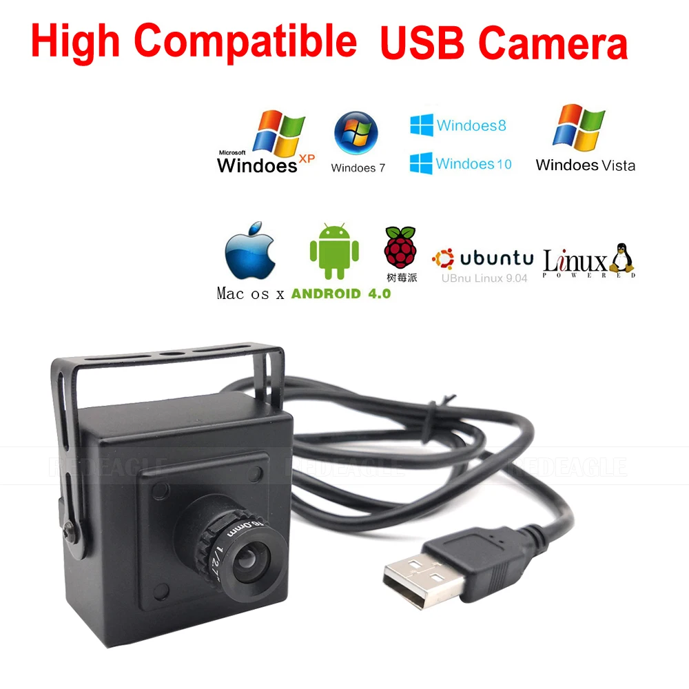 REDEAGLE HD 2MP Mini USB Webcam OV2710 Sensor 30fps High Speed 1080P UVC OTG USB2.0 Box Security Video Camera With 6mm 12mm Lens