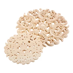 1 pz ramo di fiori decalcomania di legno disco porta cuore Decor intaglio del legno rotondo non verniciato Hollow Onlay mobili Vintage europeo 12cm/15cm
