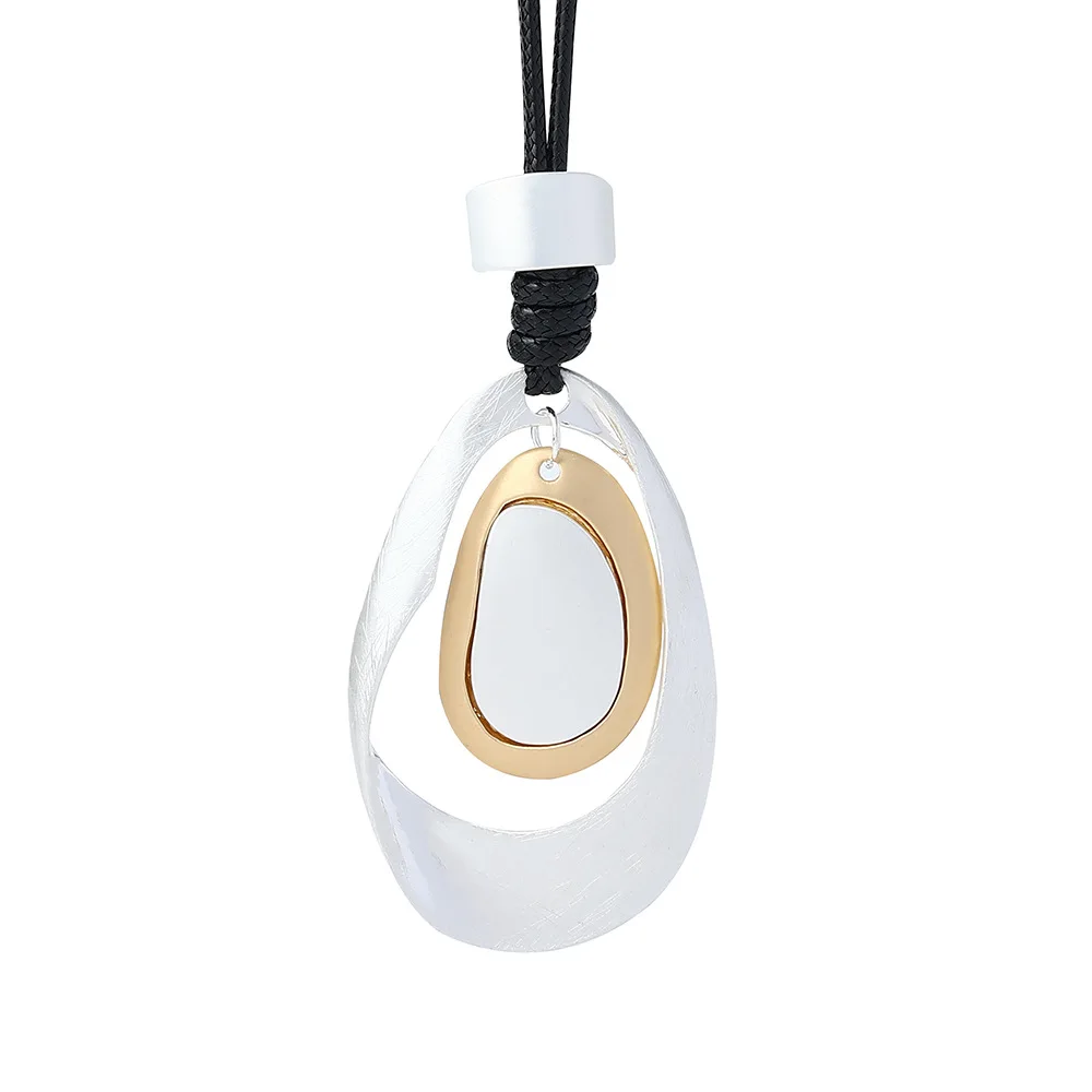 Irregular Oval Pendants for Women Jewelry Long Necklace Big Jewellery Suspension necklaces & pendants Alloy Rope Chains 2021 New