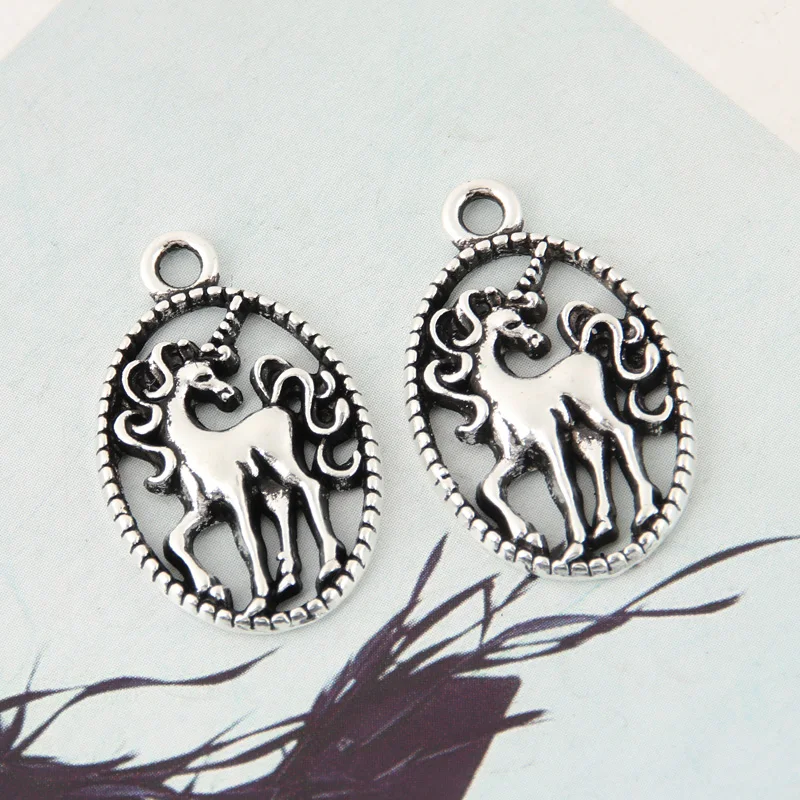 20pcs Silver Color 15x24mm Unicorn Animal Charms Holy Pendant Fit DIY Jewelry Making Handcrafted Accessories