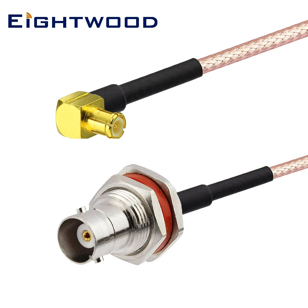 

Eightwood RF Coaxial Cable Assembly BNC Jack Female Bulkhead to MCX Plug Male Right Angle Pigtail Jumper RG316 Cable 15cm 6''