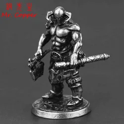 White Copper Metal Solider Model Miniatures Figurine Vintage Strong Men Warrior Ornament Desktop Decoration Accessories Toy Gift