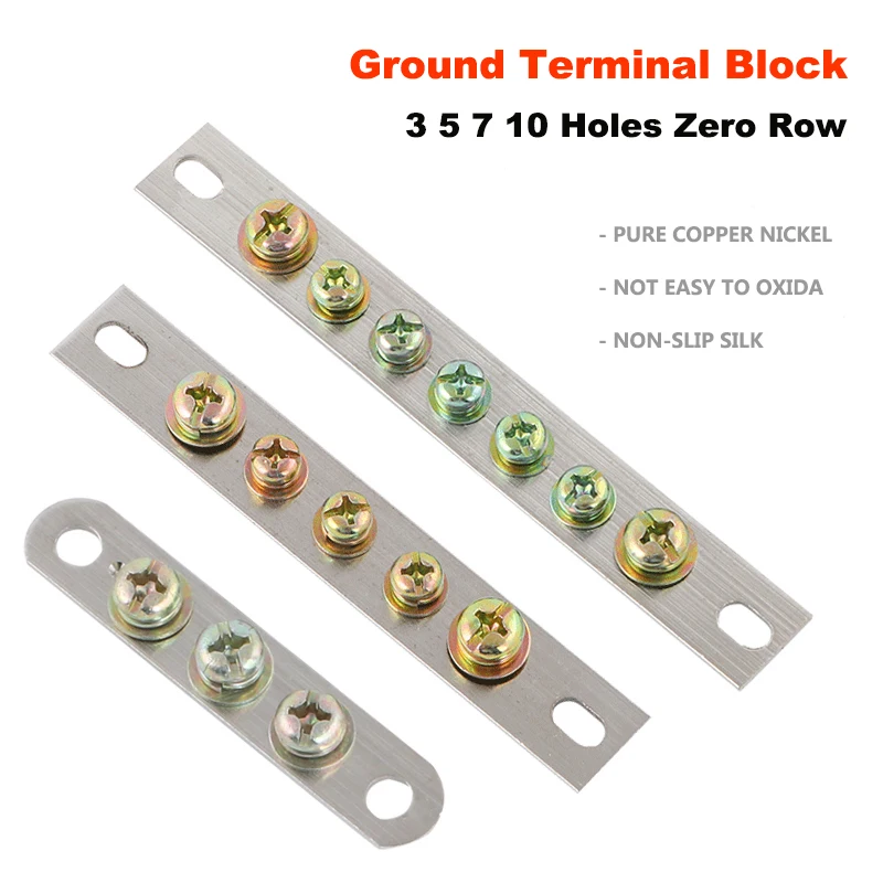 

Ground Terminal Block 2*15 2*20 2.5*25 3.0*30mm 3 5 7 10 Holes Distribution Cabinet Neutral Brass Zero Row Connector Bar