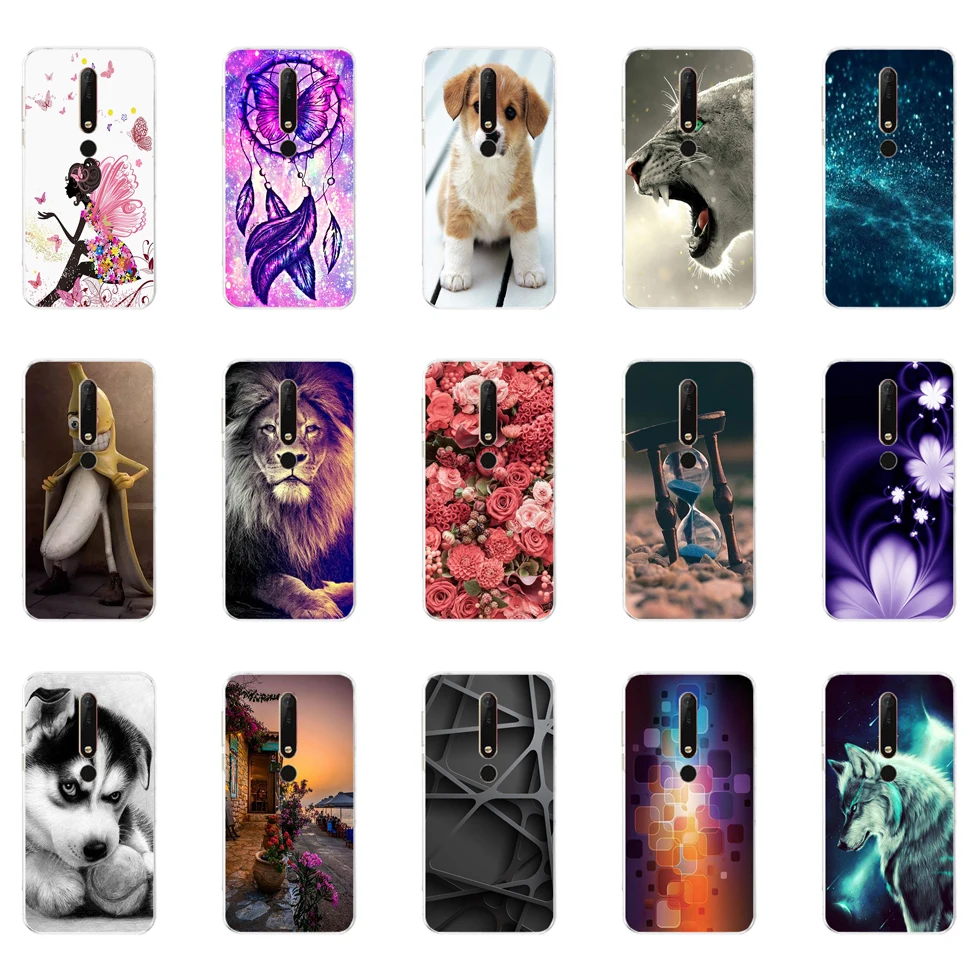 case for Nokia 6 6.1  case cover soft tpu silicone phone housing shockproof Coque bumper cute dog cat 1