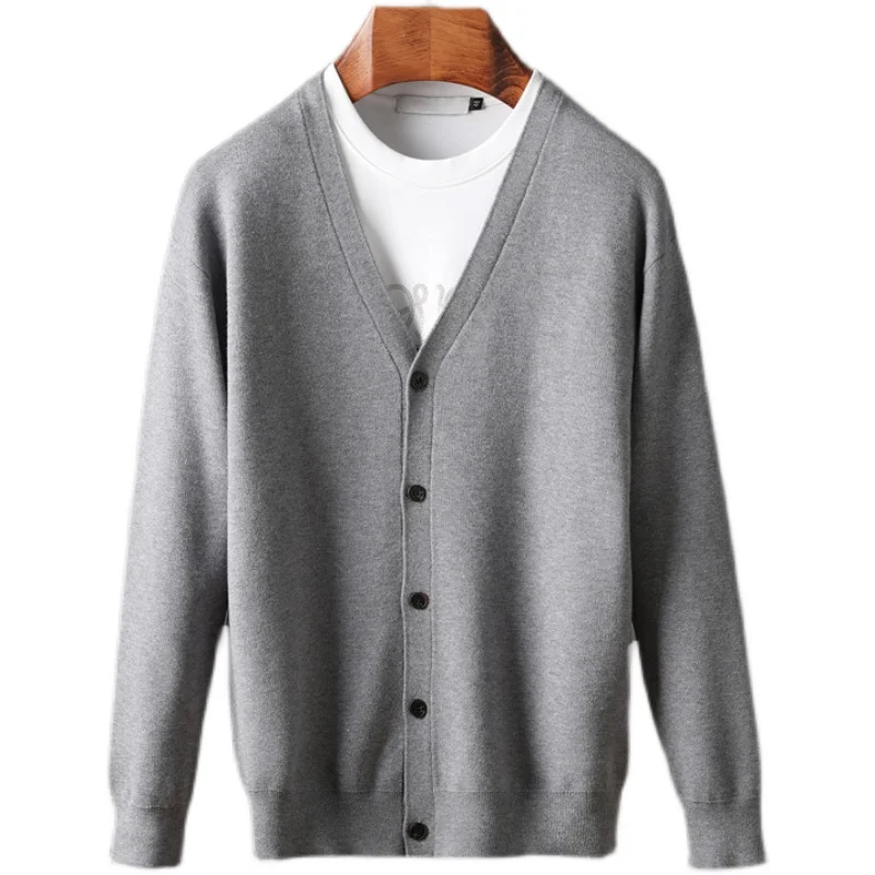 

2021 Cashmere Woolen Cardigan Men Fashion V-neck Mens Sweater Knitted Long Sleeve Sweater Casual Sweatercoats Outwear