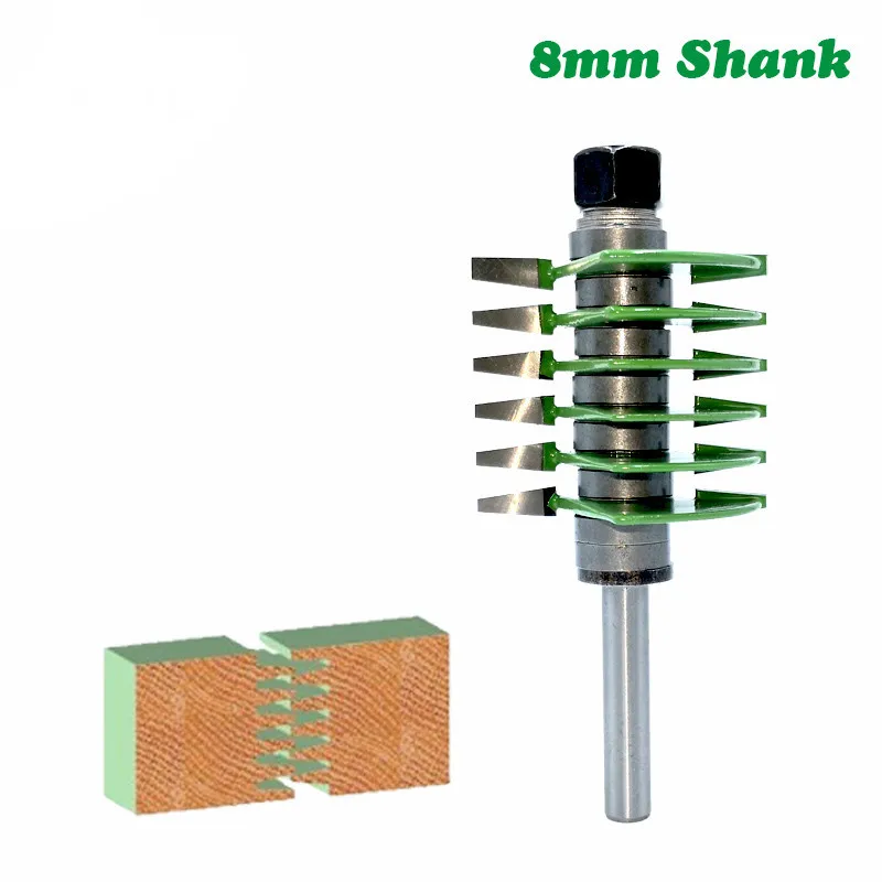 

1pc 8mm Shank Brand New 2 Teeth Adjustable Finger Joint Router Bit Tenon Cutter Industrial Grade For Wood Tool Mc02036