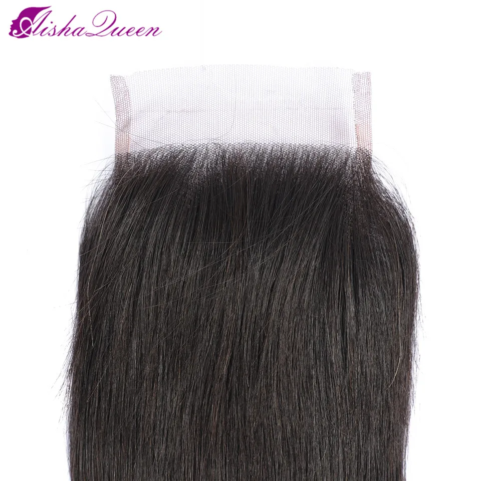 Aisha Queen 4*4ลูกไม้ที่ปิดฟรี Part สวิสลูกไม้สีน้ำตาลกลางลูกไม้สีปิด Non-Remy บราซิลผม