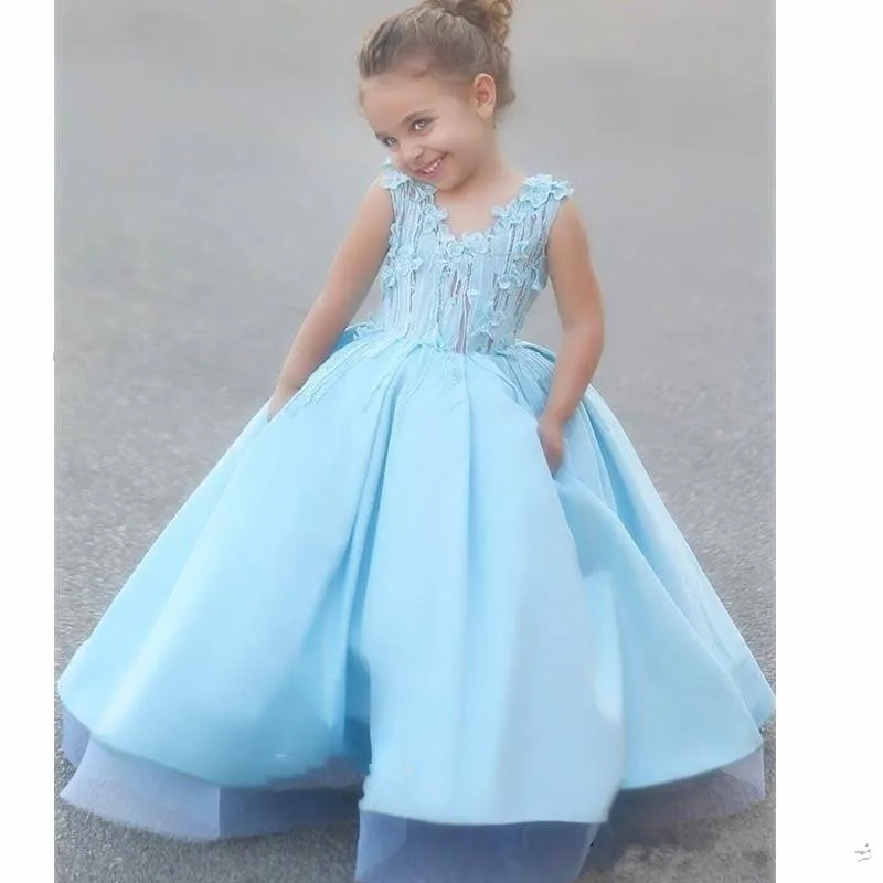 Novo vestido da menina de flor mãe e filha vestidos de harmonização vestido de baile apliques vestidos pageant para meninas meninas vestido daminha