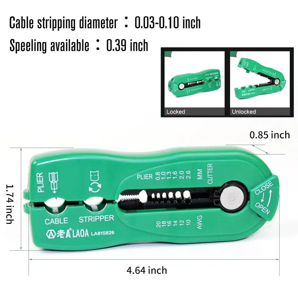 LAOA Multifunction Wire Cutter Cable Stripper Line Wire Stripping Crimping Tool Mini Portable Hand Tools 0.8-2.6mm  LA815826